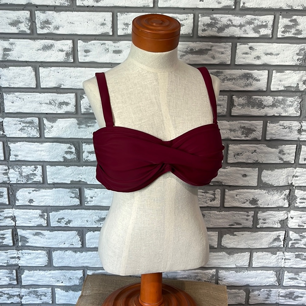 Swimsuits for all Burgundy swim top with removable straps size 14, NWT
